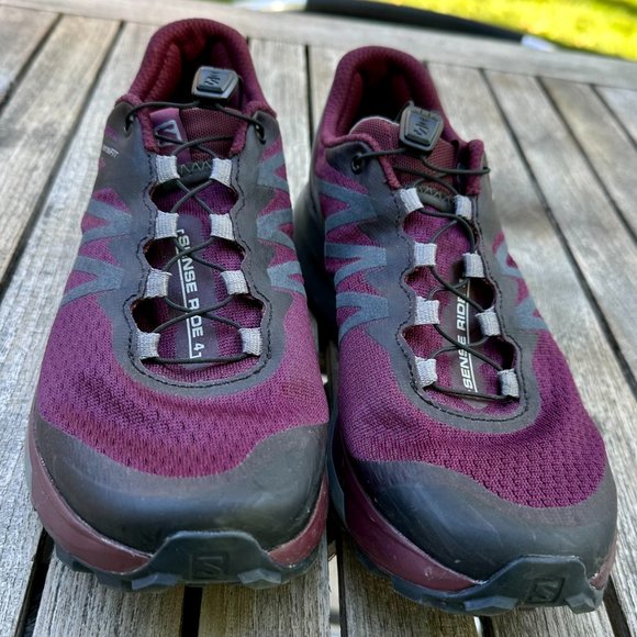 SALOMON SENSE RIDE 4 - SIZE 7 W's - COLOR Wine Tasting / Quiet Shade / Ebony - Picture 6 of 9